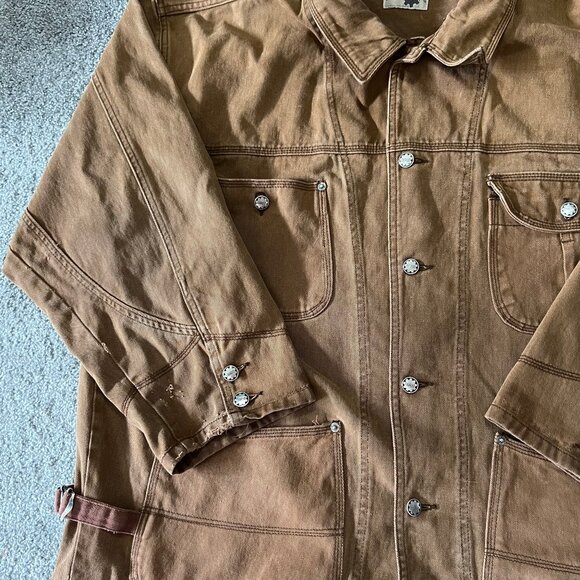 Vintage‎ Exhaust jacket mens large brown duck canvas denim hip hop 90s workwear - Picture 3 of 13